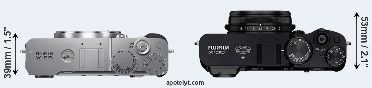 Compare X-E5 versus X100V top