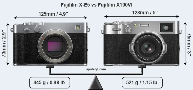 Size Fujifilm X-E5 vs Fujifilm X100VI
