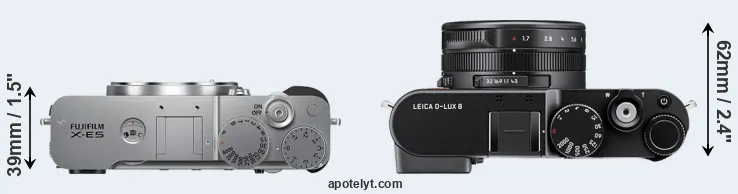 Compare X-E5 versus D-LUX 8 top