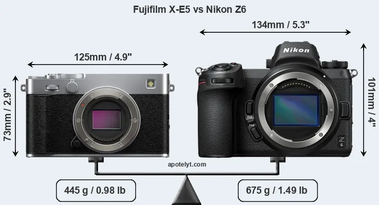Size Fujifilm X-E5 vs Nikon Z6