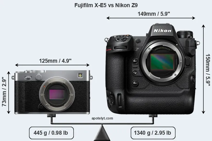 Size Fujifilm X-E5 vs Nikon Z9