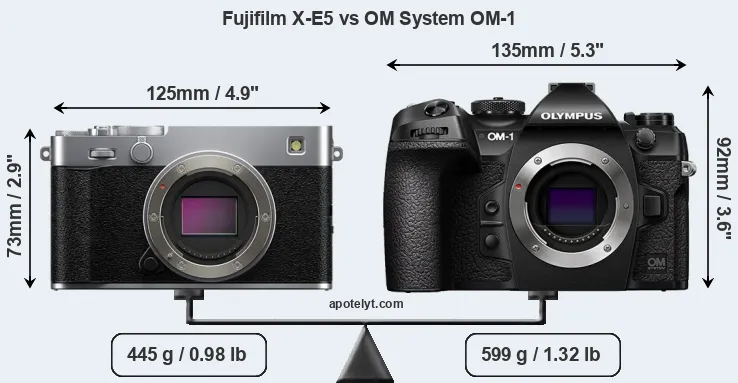 Size Fujifilm X-E5 vs OM System OM-1