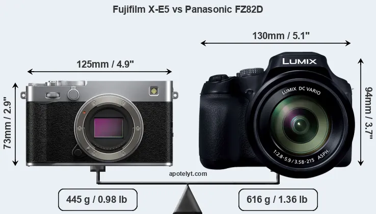 Size Fujifilm X-E5 vs Panasonic FZ82D