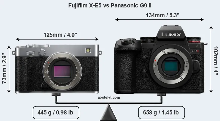 Size Fujifilm X-E5 vs Panasonic G9 II