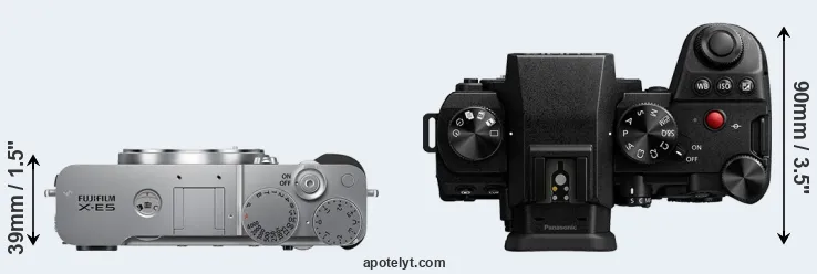 Compare X-E5 versus G9 II top