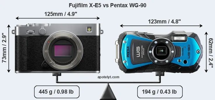 Size Fujifilm X-E5 vs Pentax WG-90