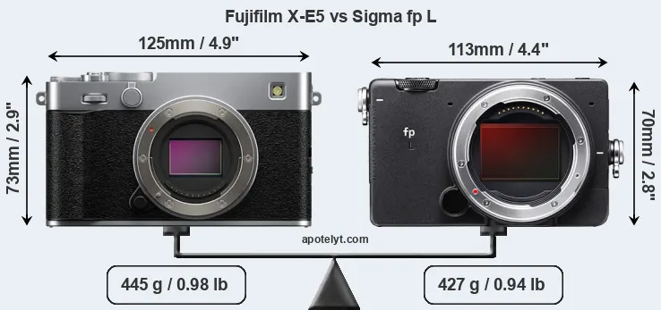 Size Fujifilm X-E5 vs Sigma fp L