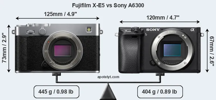 Size Fujifilm X-E5 vs Sony A6300