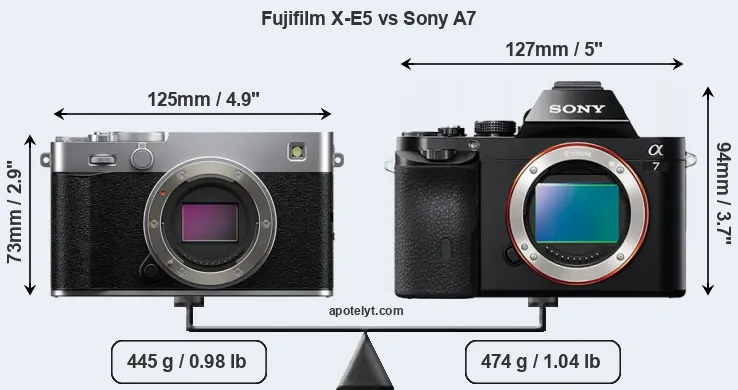 Size Fujifilm X-E5 vs Sony A7
