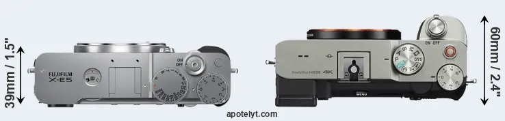 Compare X-E5 versus A7C top