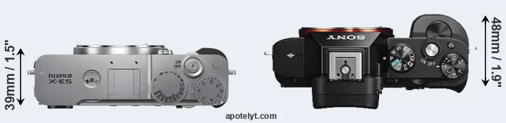 Compare X-E5 versus A7S top