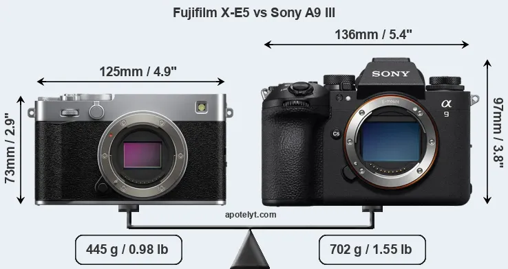 Size Fujifilm X-E5 vs Sony A9 III