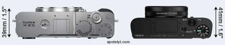 Compare X-E5 versus RX100 IV top