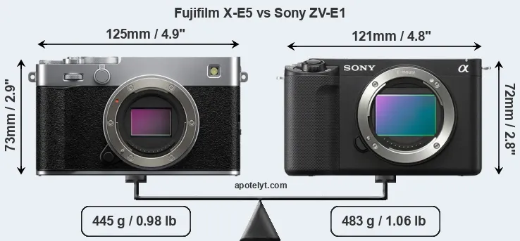 Size Fujifilm X-E5 vs Sony ZV-E1