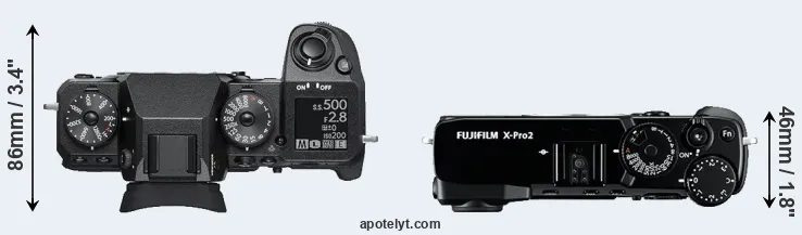Compare X-H1 versus X-Pro2 top