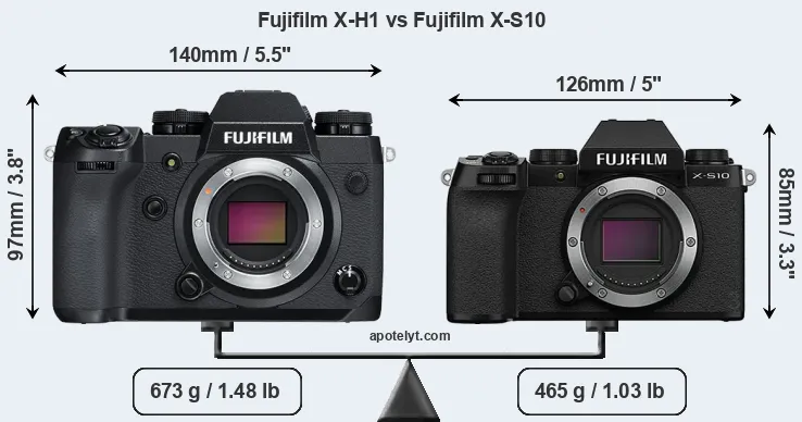Size Fujifilm X-H1 vs Fujifilm X-S10