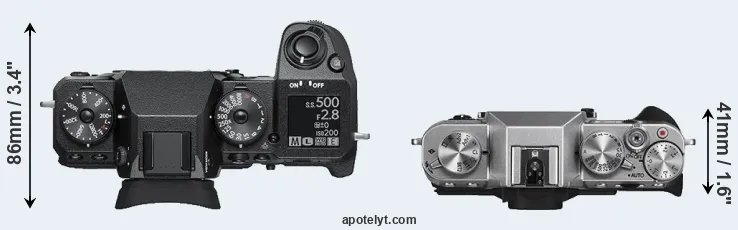 Compare X-H1 versus X-T10 top