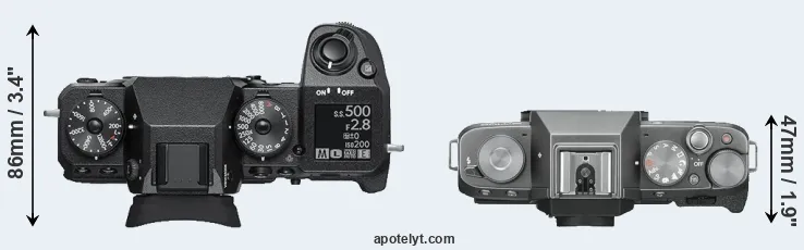 Compare X-H1 versus X-T100 top