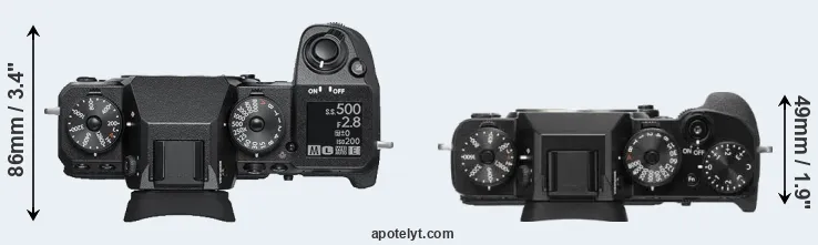 Compare X-H1 versus X-T2 top