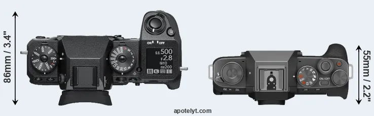 Compare X-H1 versus X-T200 top
