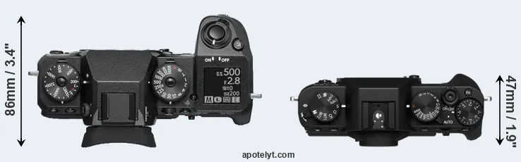 Compare X-H1 versus X-T30 II top