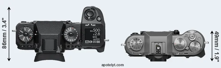 Compare X-H1 versus X-T50 top