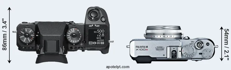 Compare X-H1 versus X100S top