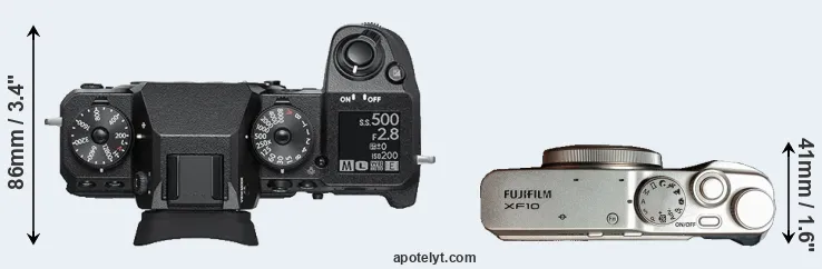 Compare X-H1 versus XF10 top