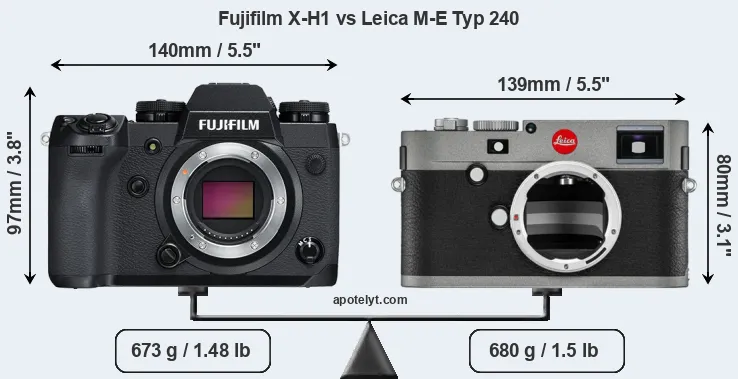 Size Fujifilm X-H1 vs Leica M-E Typ 240