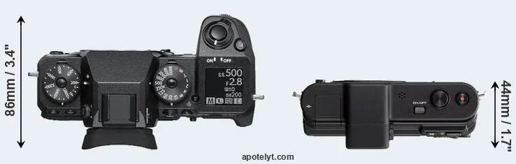 Compare X-H1 versus V1 top