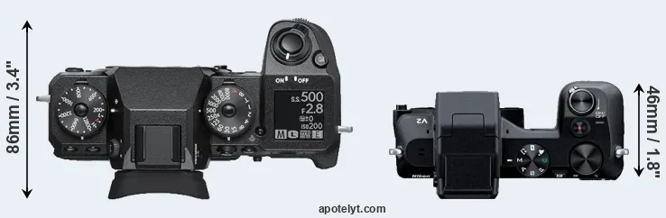 Compare X-H1 versus V2 top