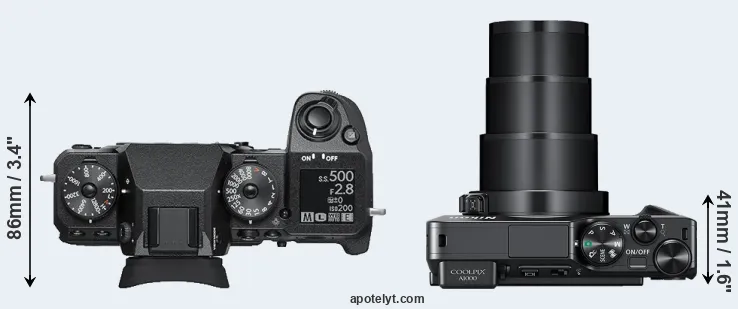 Compare X-H1 versus A1000 top