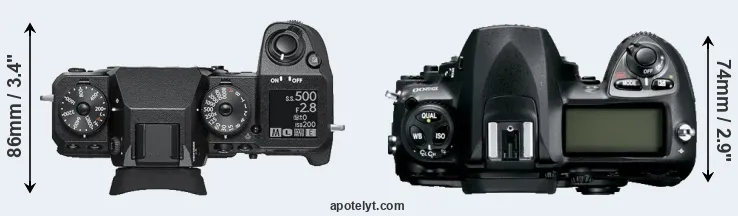 Compare X-H1 versus D200 top