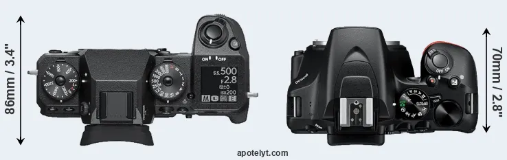 Compare X-H1 versus D3500 top