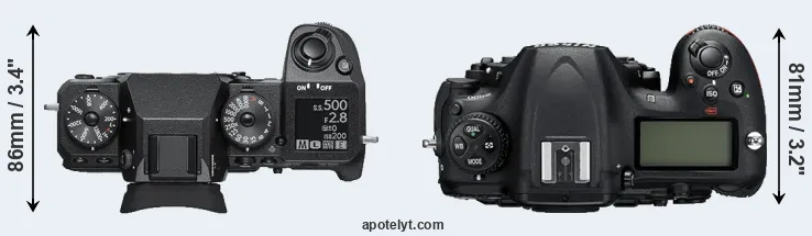 Compare X-H1 versus D500 top