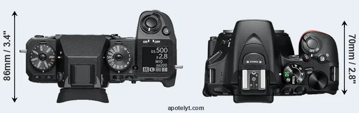 Compare X-H1 versus D5600 top