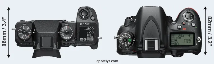 Compare X-H1 versus D610 top
