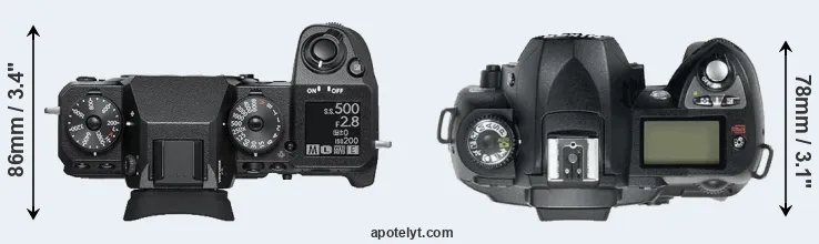 Compare X-H1 versus D70 top