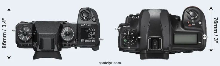 Compare X-H1 versus D780 top