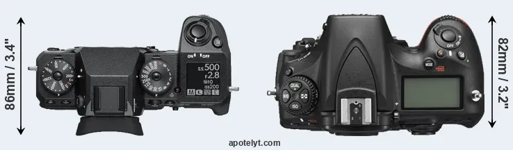Compare X-H1 versus D810 top