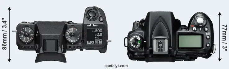 Compare X-H1 versus D90 top