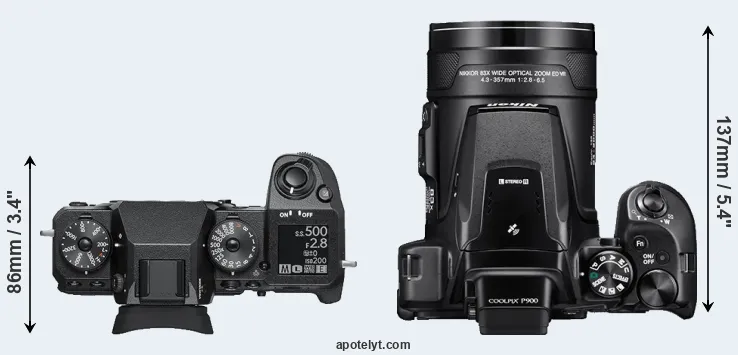 Compare X-H1 versus P900 top