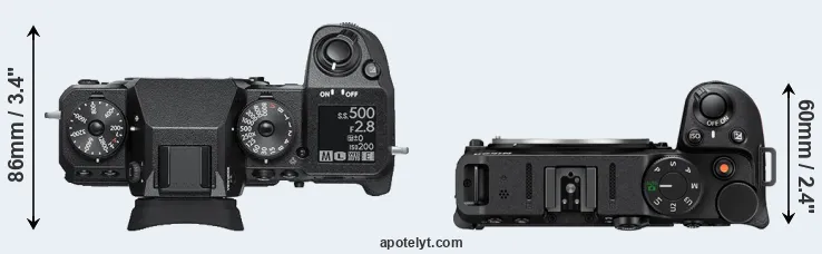 Compare X-H1 versus Z30 top