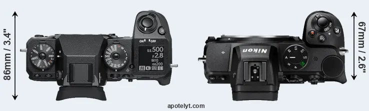 Compare X-H1 versus Z5 top