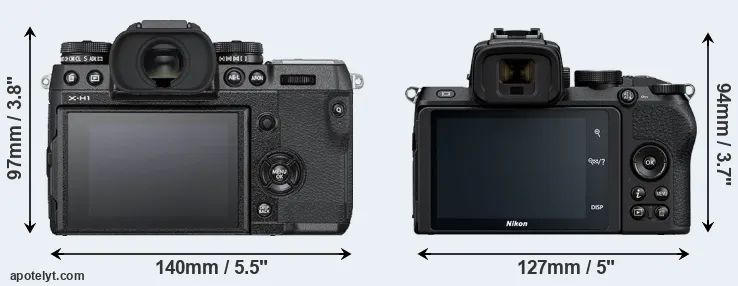 Comparison X-H1 or Z50 rear