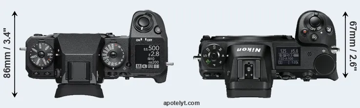 Compare X-H1 versus Z6 top