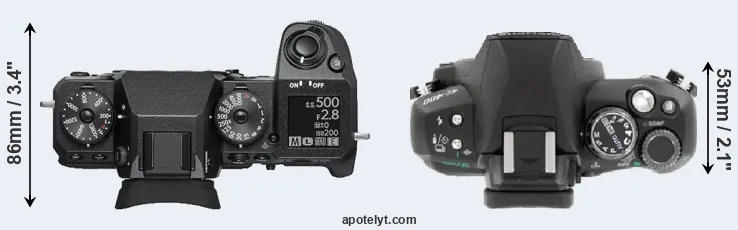 Compare X-H1 versus E-400 top