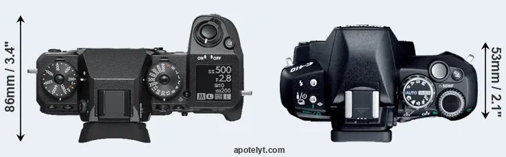 Compare X-H1 versus E-410 top