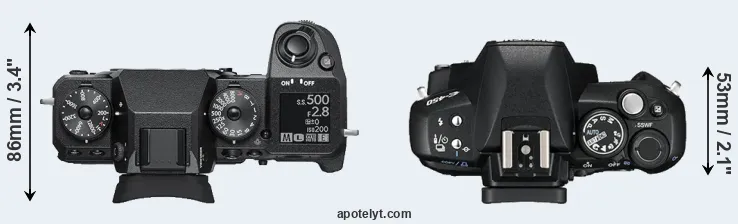 Compare X-H1 versus E-450 top