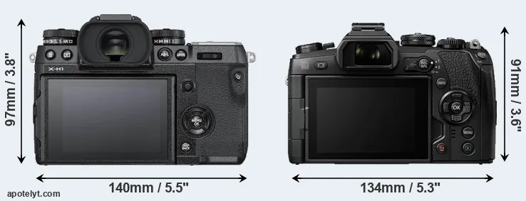 Comparison X-H1 or E-M1 II rear